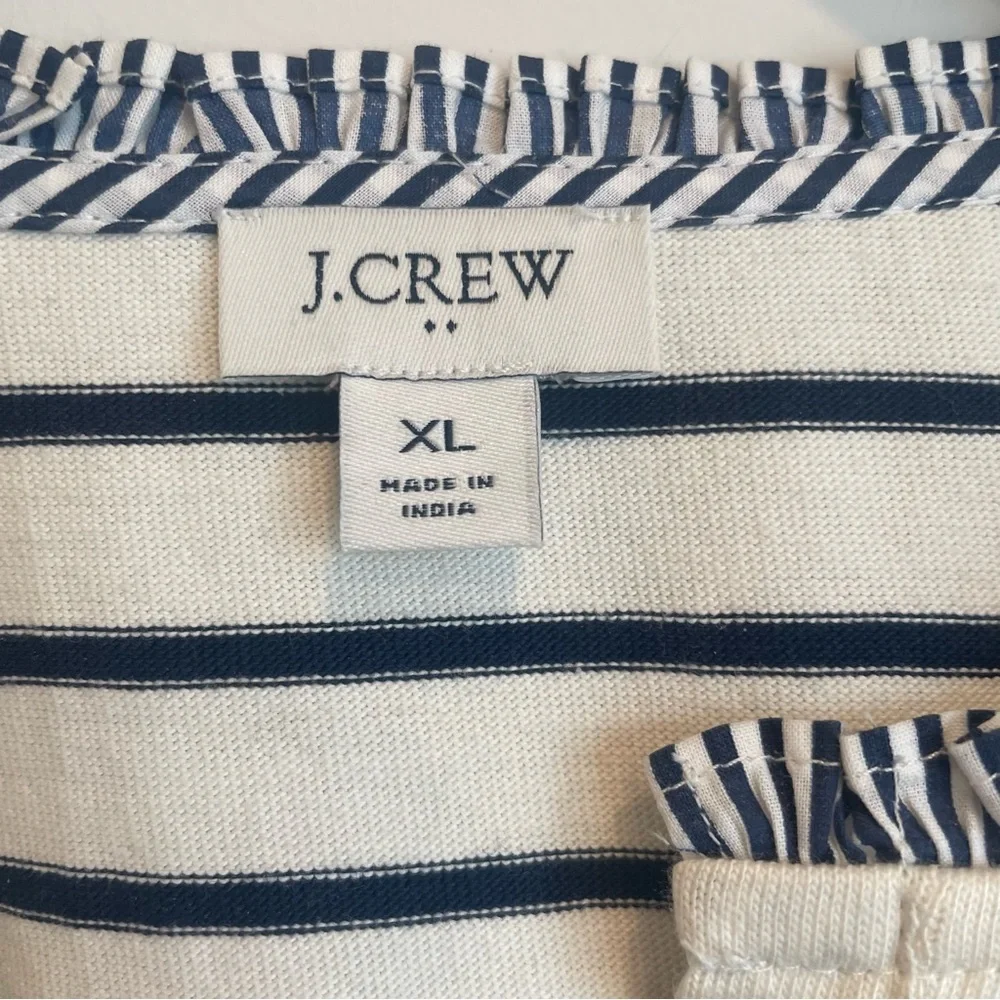 J. Crew Navy and White Striped Long Sleeve Tee - Picture 6 of 7